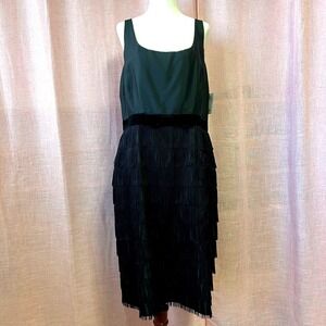 Kate Spade New York Marielly Black Silk Fringe Cocktail‎ Dress NJMU0944 Size 14